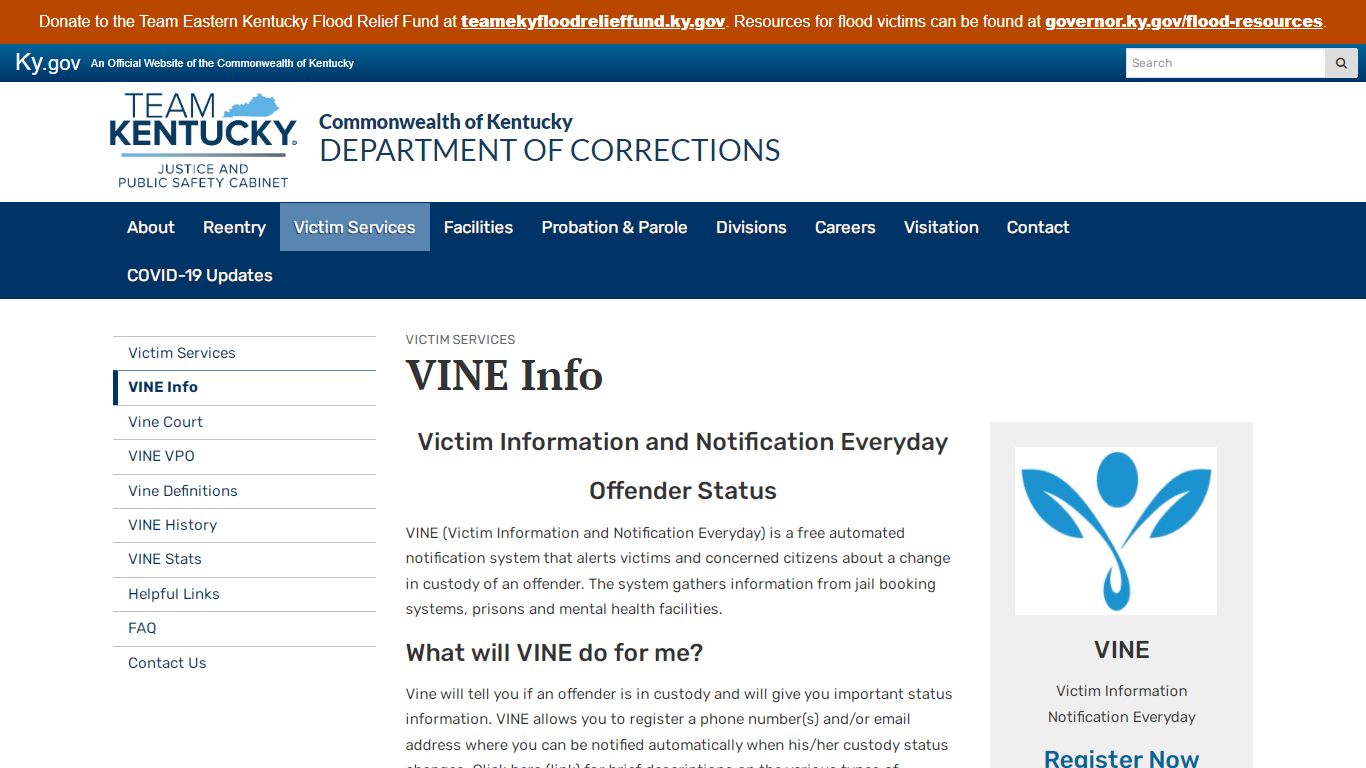 VINE Info - Department of Corrections - Kentucky