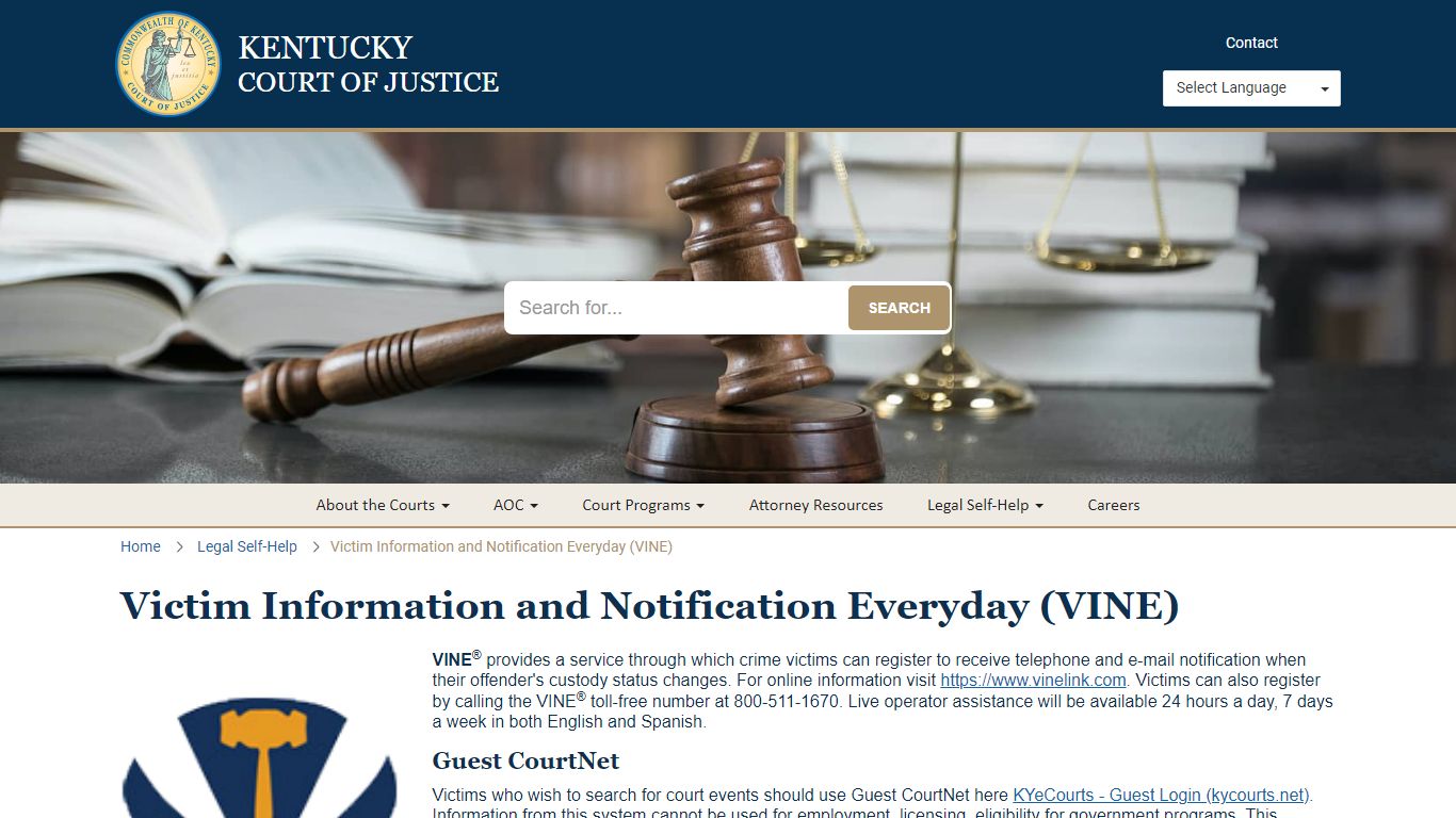Victim Information and Notification Everyday (VINE ...