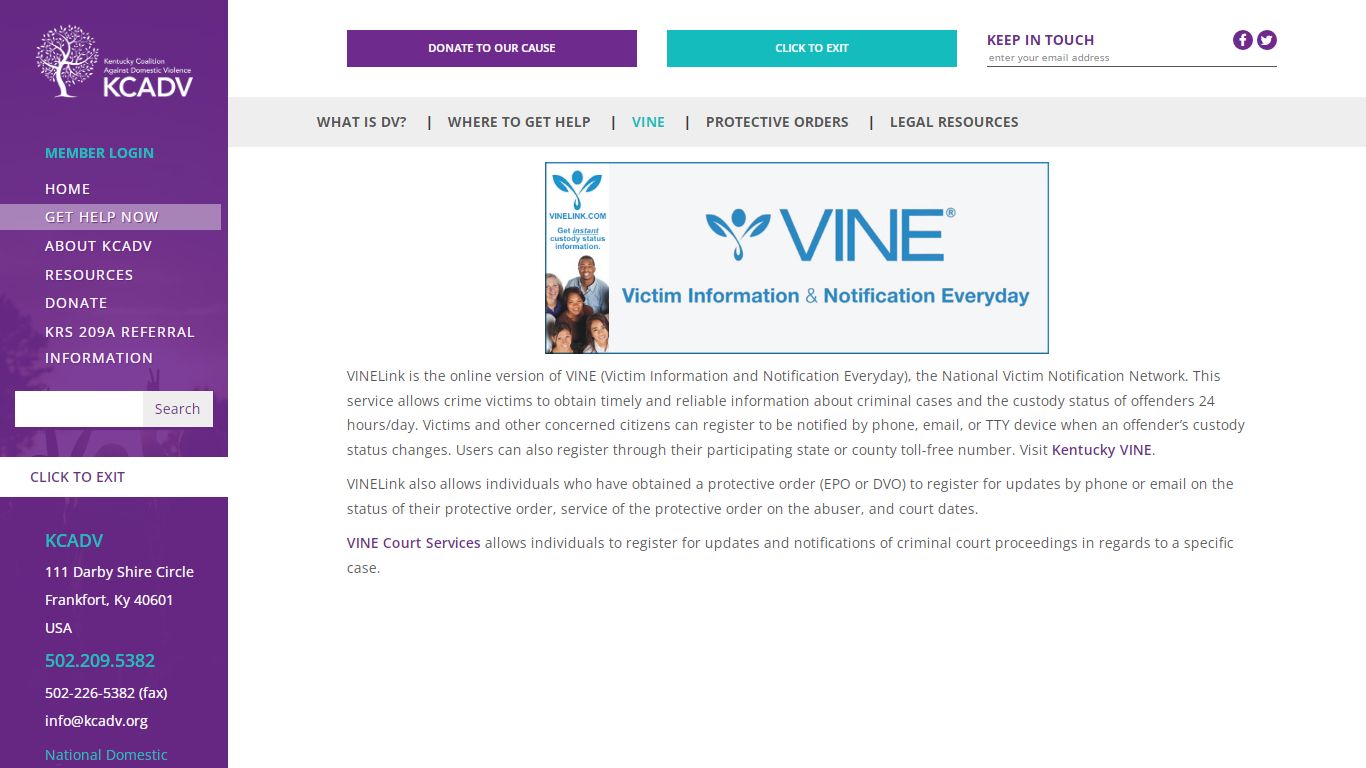 VINE - The Kentucky Coalition Against Domestic Violence